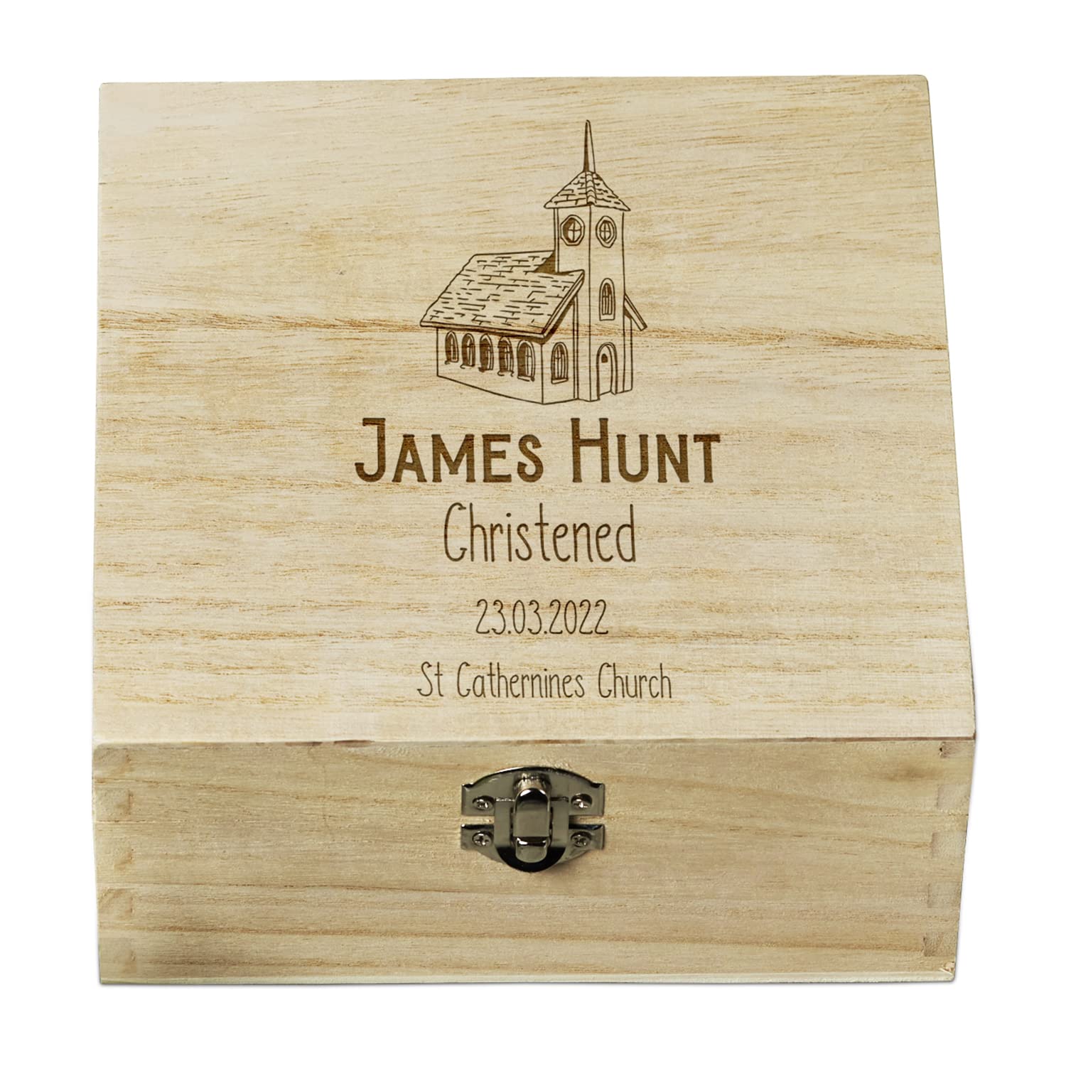 Personalised Christening Keepsake Memory Gift Box Engraved