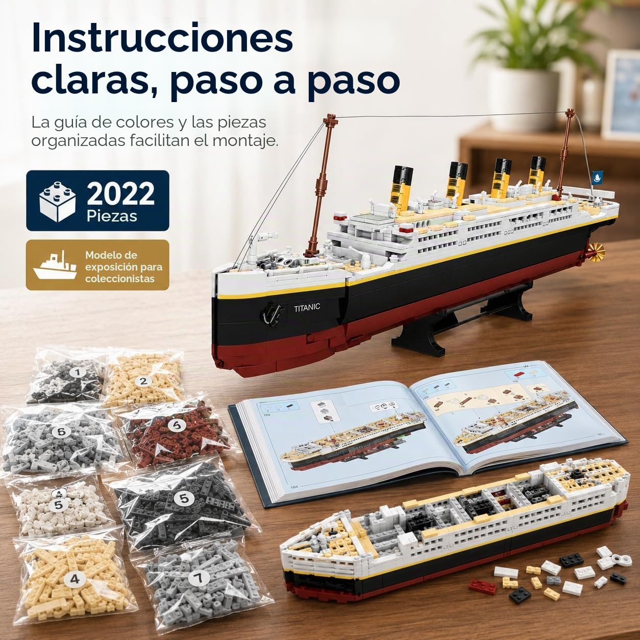 LYSOON - Juguete de construcción Titanic 2 en 1 (2022 piezas), diseño de barco con glaciar, ladrillos de sujeción, regalo para adultos, niños, niños y niñas de 6 a 12 años