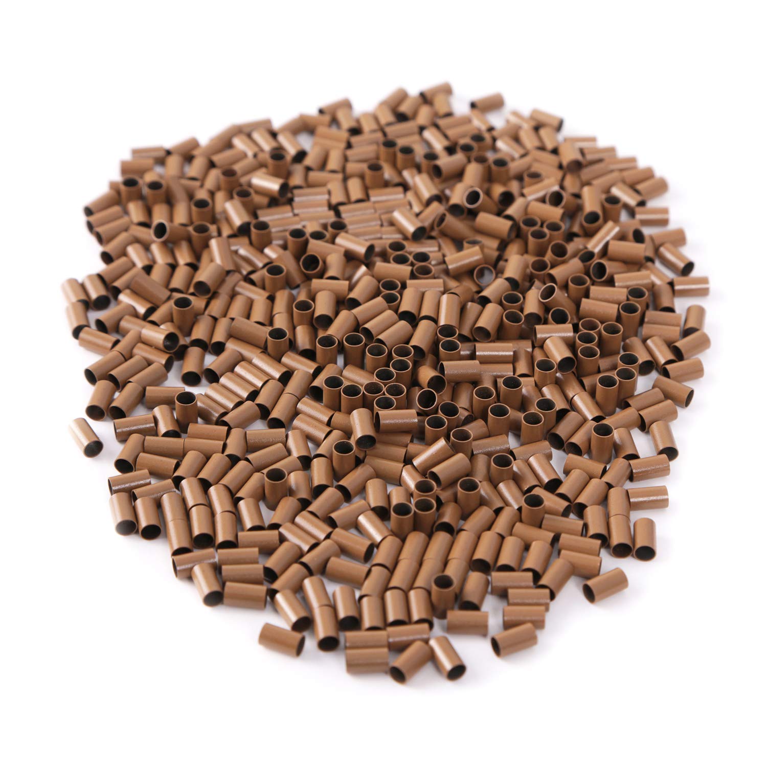 NOEYUN 1000pcs 3.4x3.0x6.0mm Copper Tubes Micro Rings Links Beads for stick I tip hair extensions (8#DARK BLONDE)