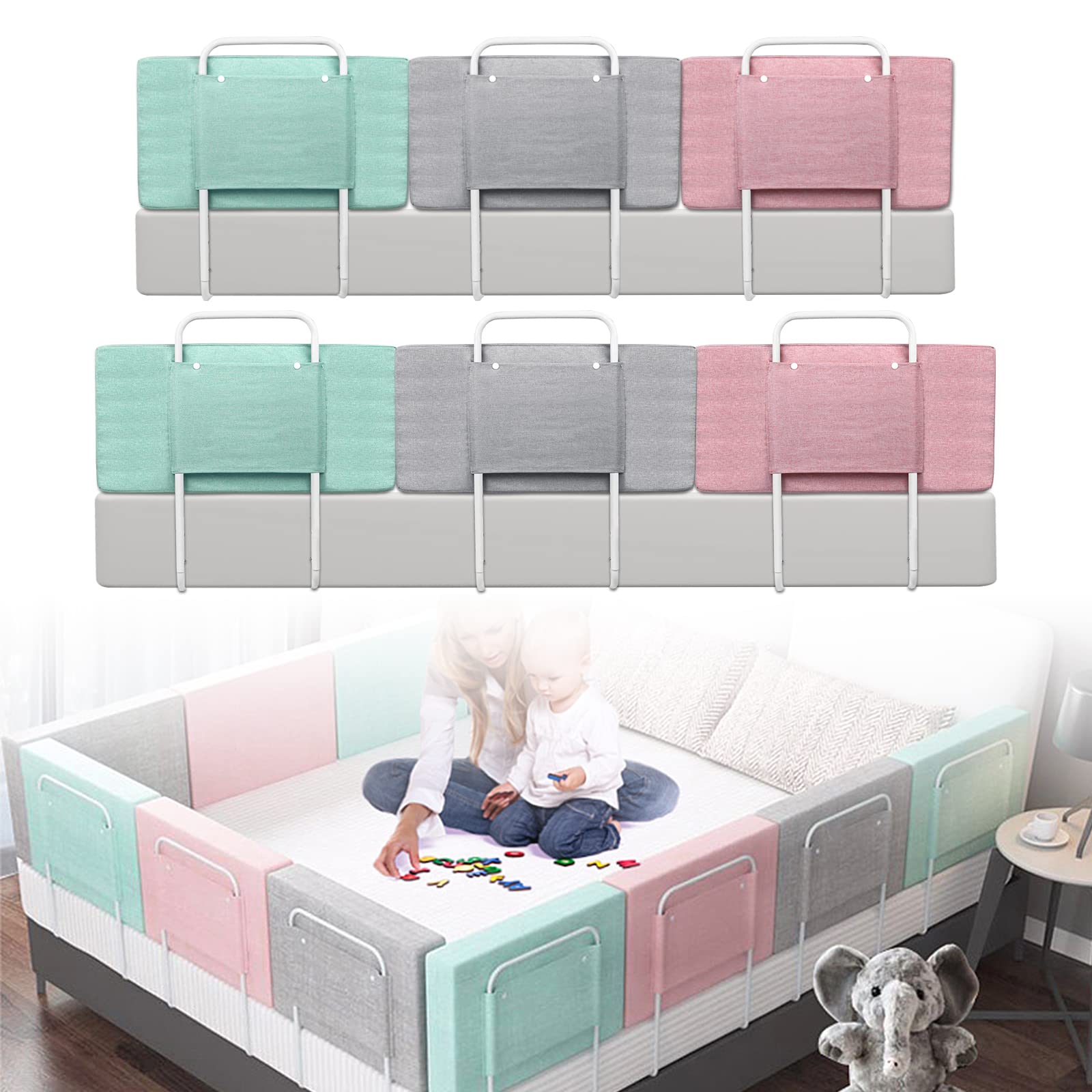 monkey mum® Economy Valbescherming bed, 200 cm, 80-200 cm, goedkoop hoog en stabiel bedhekje voor kinderen, valbeveiliging voor babybed, kinderbed, ouderbed, babybed, valbeveiliging