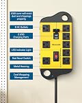 DEWENWILS Garage Power Strip Wall Mount, Wide Space 8-Outlet Industrial Power Strip with 2 USB, Metal Surge Protector 1440J, 14AWG 6FT Heavy Duty Extension Cord for Garage, Workshop, Yellow