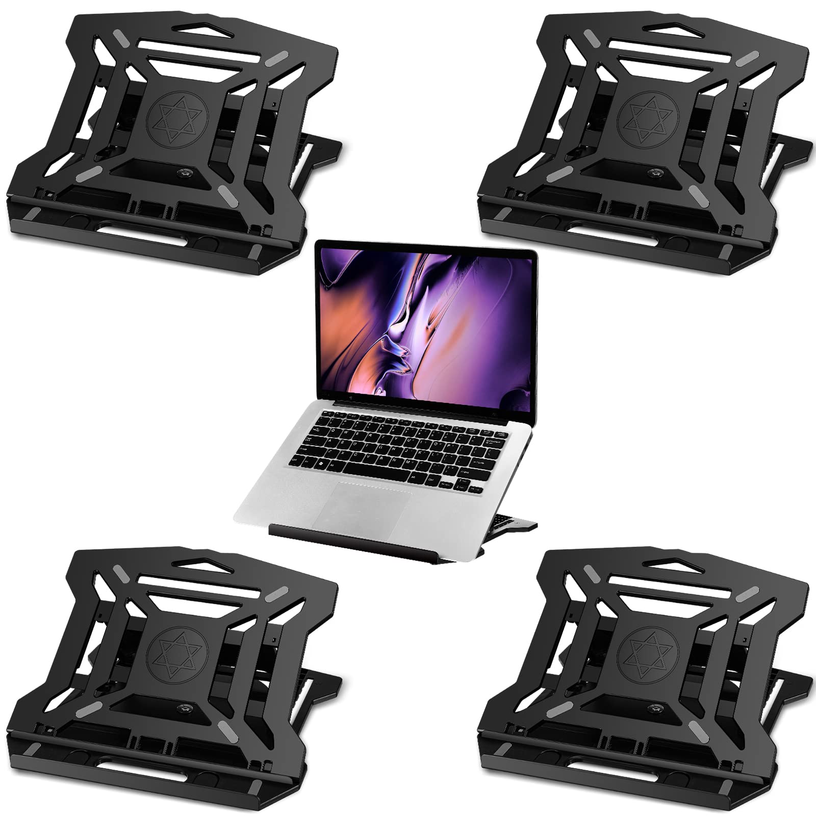 4 Pcs 11 x 10.6 Inches Laptop Stand Adjustable Lap Desk 8 Position Laptop Holder Ergonomic Lap Table Laptop Tray for Bed Car Train Plane Desk Sofa Writing Drawing Home Office Working Studying Supplies