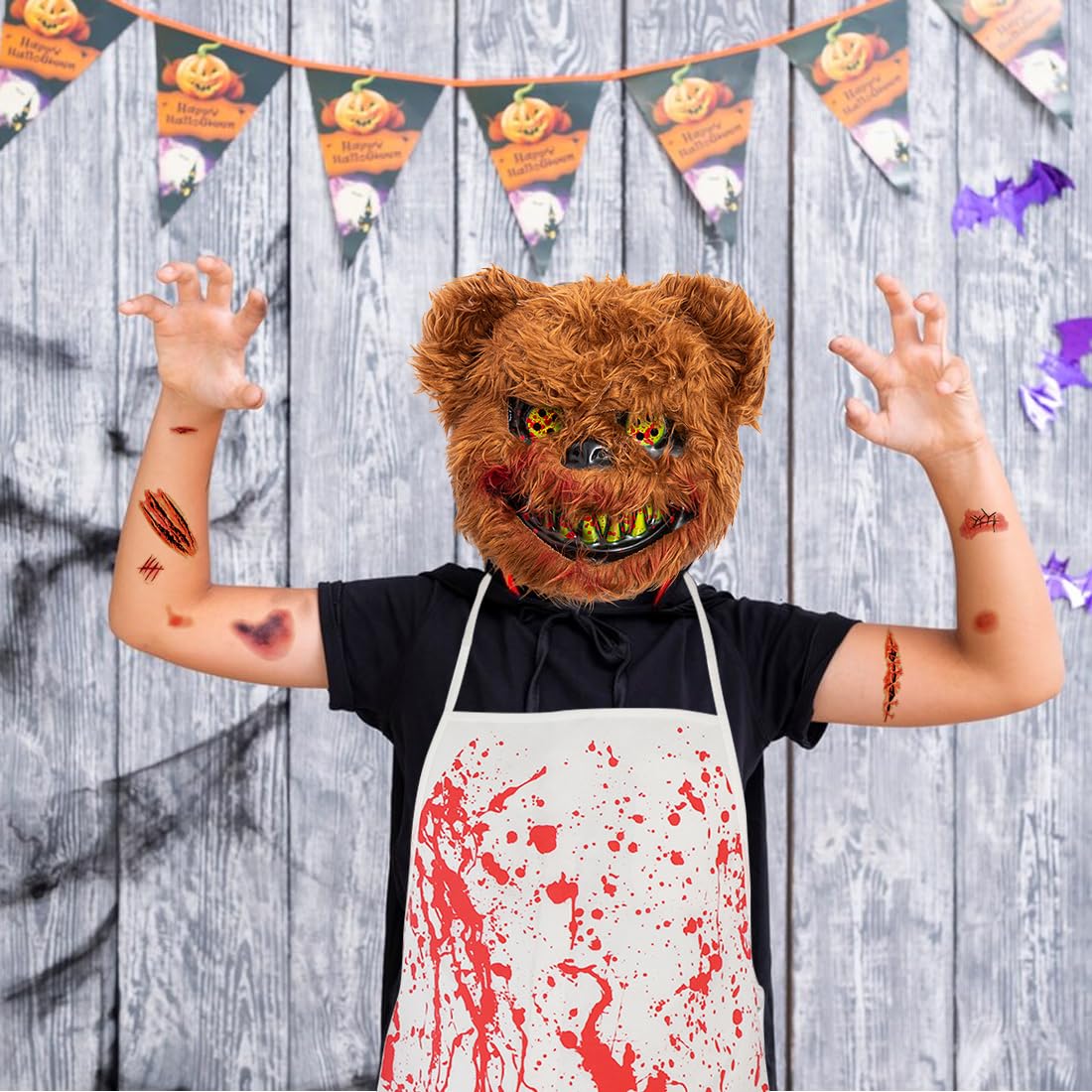 GWAWG 33pcs Costume Boucher Horrifique, Masque D'ours Effrayant
