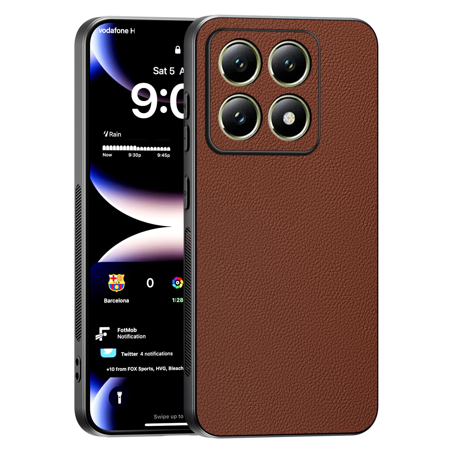 TAUYN Case for Xiaomi 14T, Ultra Thin Premium PU Leather Back Mobile Phone Case, Soft Silicone Frame, Shockproof, Scratch-Resistant, Protective Case - Brown