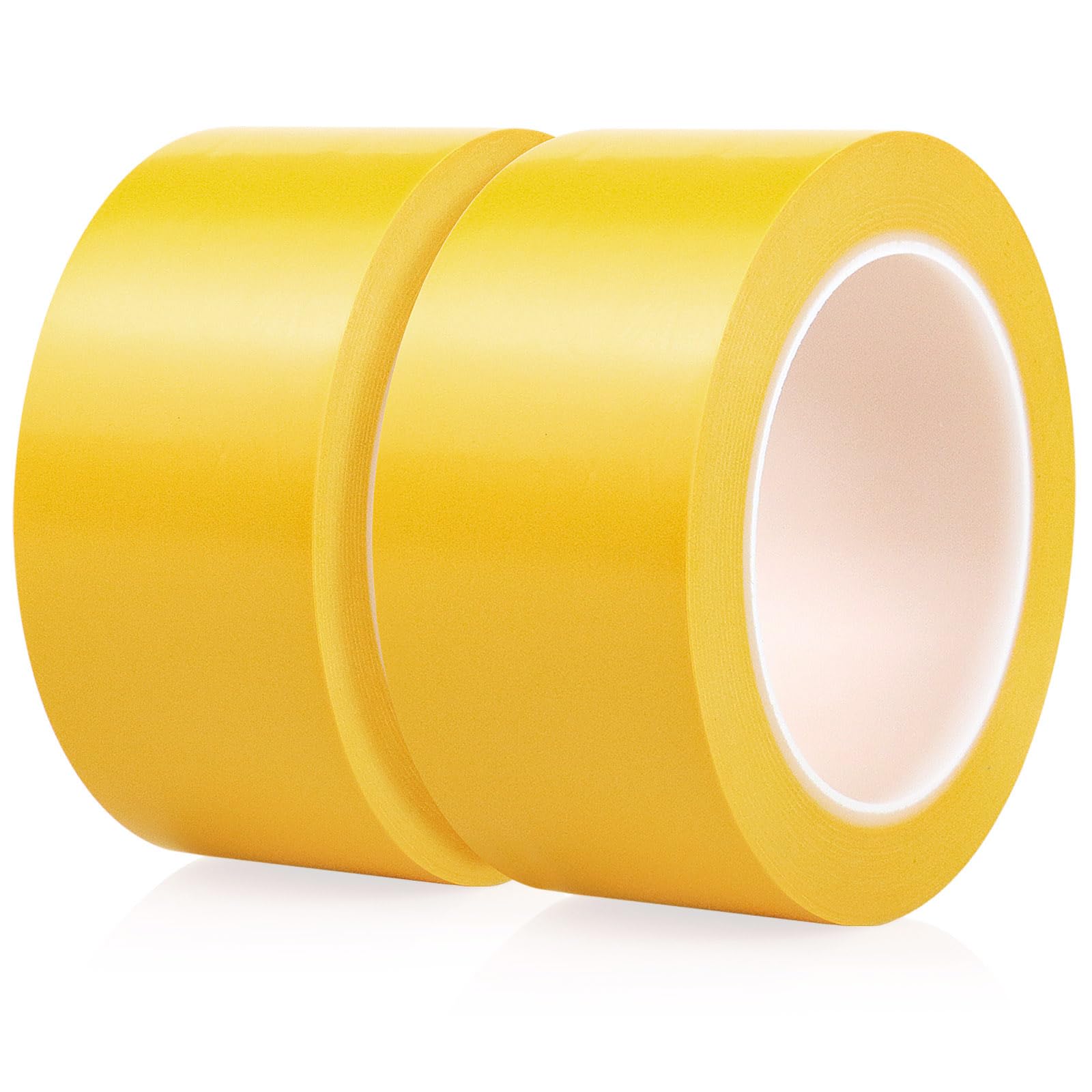 BOMEI PACK 2 Rollen 50mmx33m Warnklebeband Gelb Warnband gefährlicher Warnung PVC Selbstklebend Markierungs Klebeband Für Warnmakierungen Und Bodenkennzeichnungen