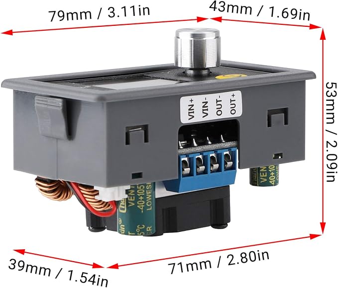 Regulador de Voltaje Ajustable DC DROK 6-36V 5A 80W miniatura 5