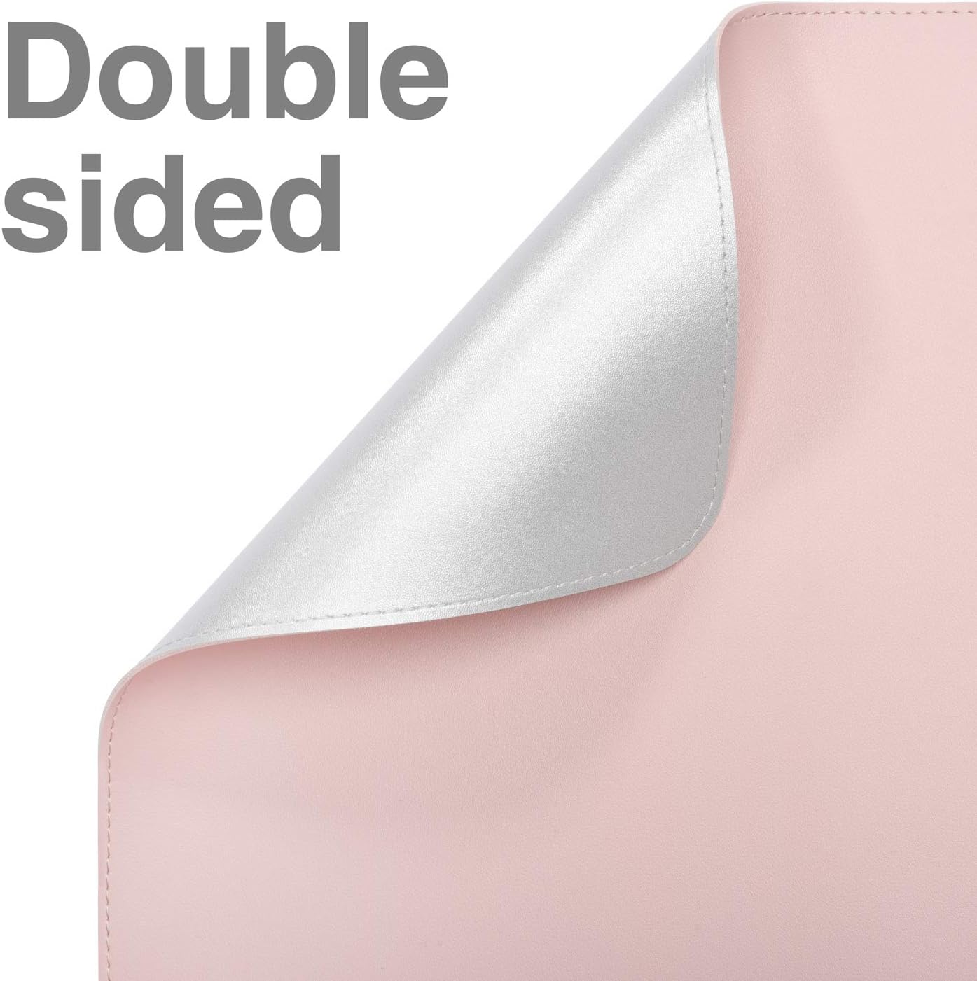 Double Sided Desk Pad , 31.2"x16" Desk Protector, Extra Large Waterproof PU Leather Mouse Pad, Office Home Desk Blotter Pad, Table Decor Gaming Writing Desktop Mat, Smooth Desk Cover (Pink/Silver)