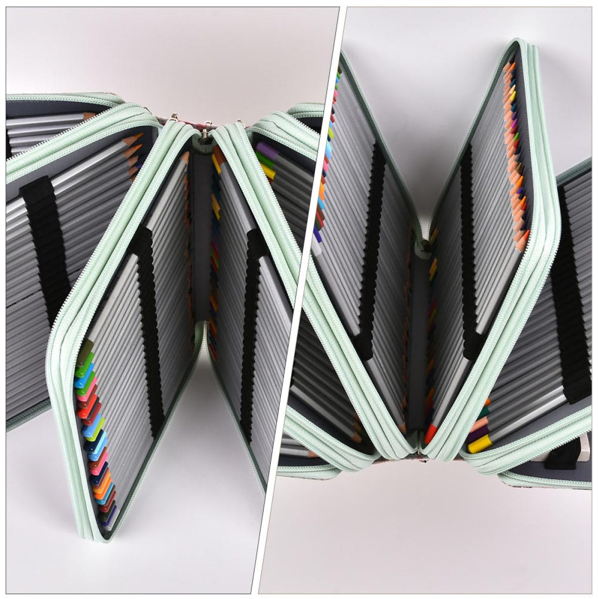 Housoutil Astuccio Portapenne Multistrato Scomparti Manico e Motivo Rosa Realizzato in Pu per Organizzare Pennarelli Matite Colorate e Acquerelli