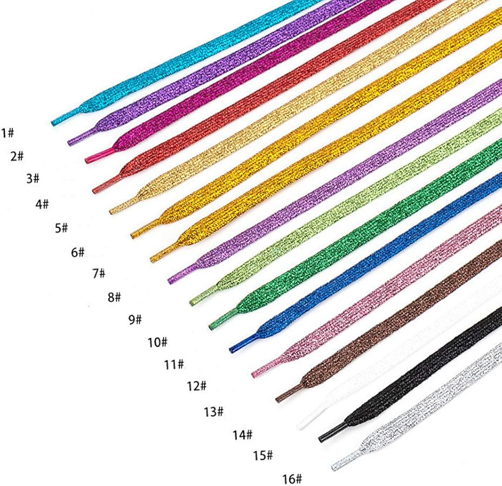 Santimon Metallic Glitter Flat shoelaces Colorful Fashion 2 pairs for Canvas Sneaker Athletic Shoes : Clothing, Shoes & Jewelry