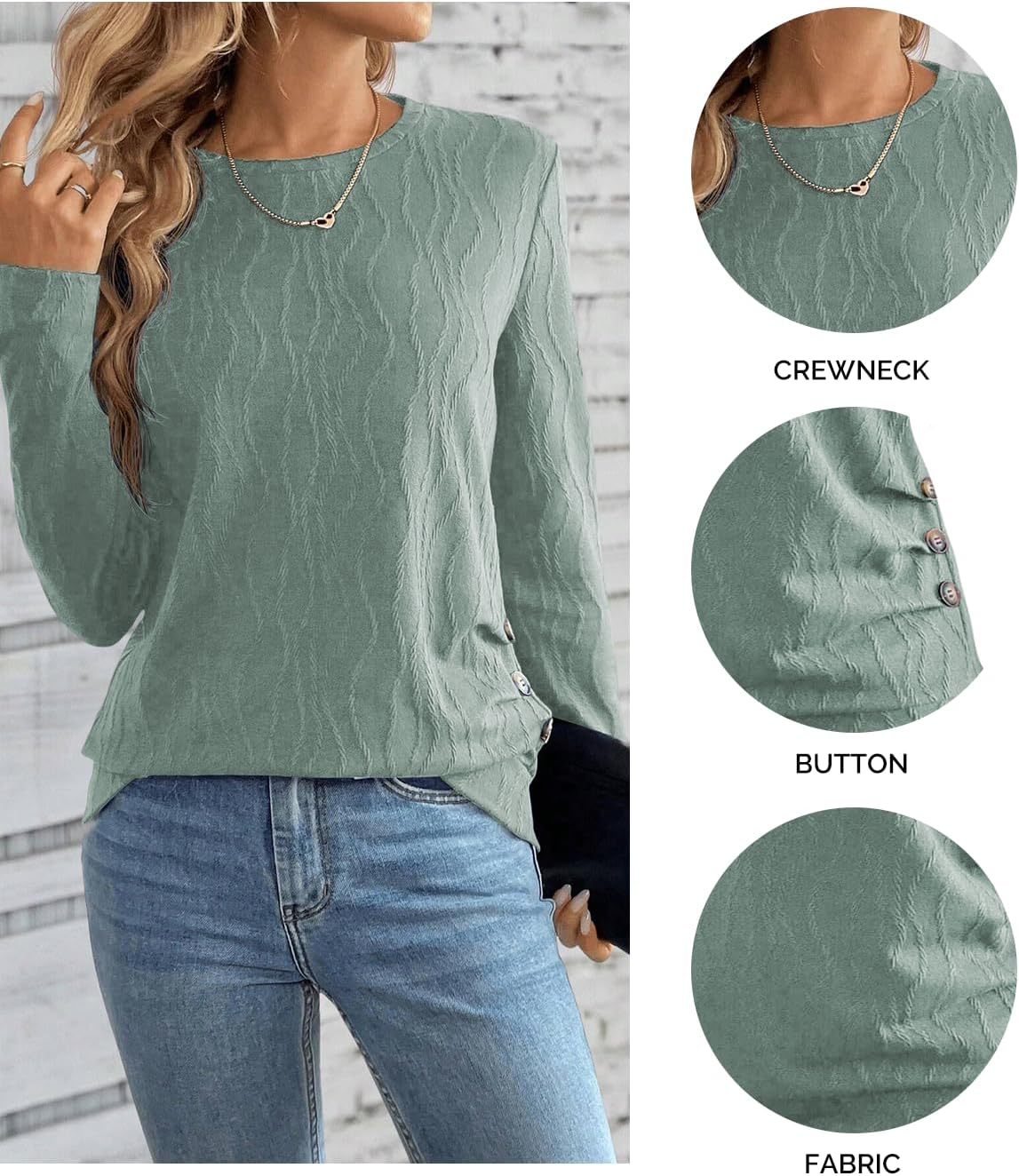 Samefar Womens Long Sleeve T Shirts Crewneck Fall Fashion 2025 Basic Business Casual Tops Tunics Clothing - Image 5