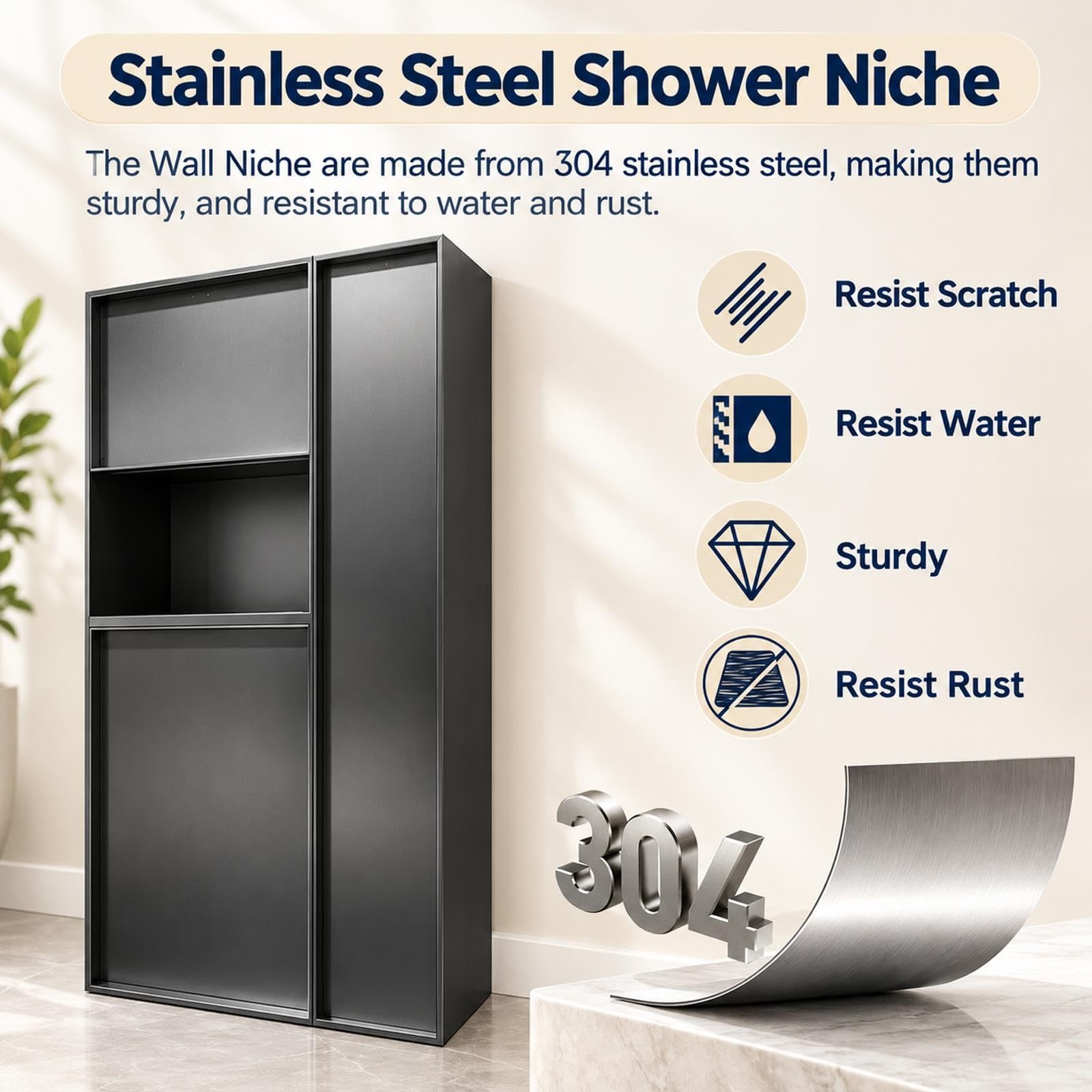 Nicho de Empotrable Cubo De Basura Empotrable Para Baño Con Portarrollos