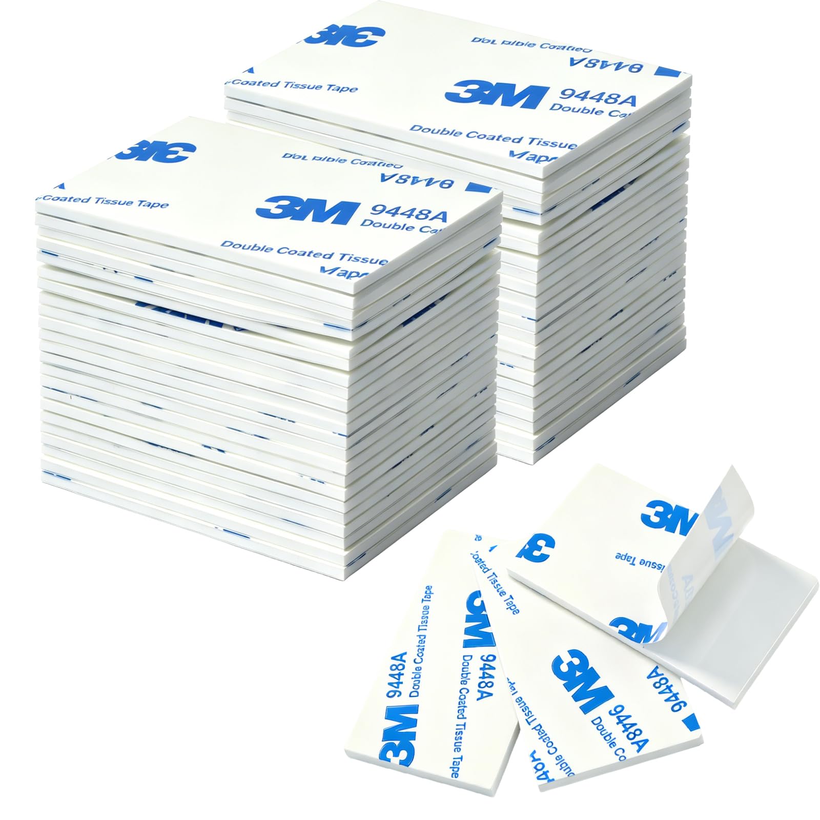 50Pcs 5x3cm 3M Double Sided Sticky Pads Heavy Duty,Rectangle (White)