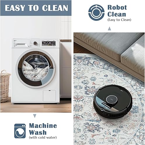 Miniatura 58 de jinchan Alfombra de área lavable de 2 x 3, alfombra vintage floral para puerta de interior, con antideslizante, alfombra pequeña de pelo bajo