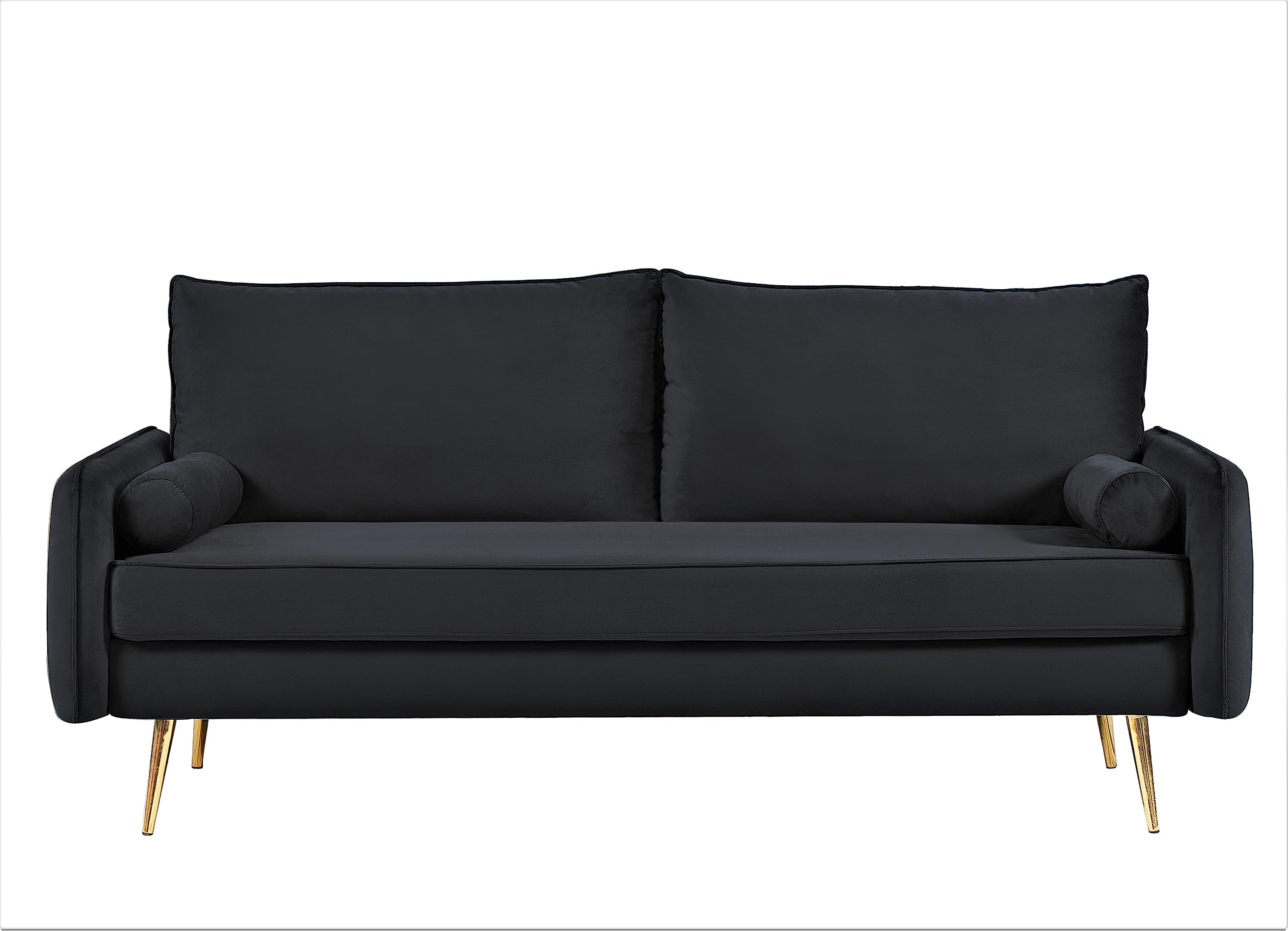 Kent Modern Sofa, European Style Velvet Living Room Furniture with Tapered Legs, Vintage Flair, and Sleek Design, Couch, Black