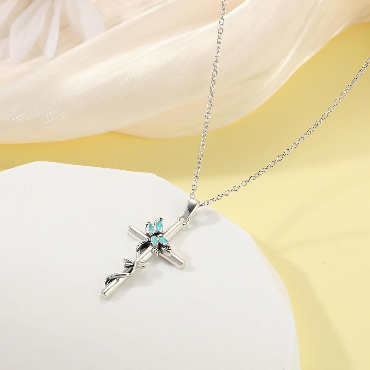 Cross Necklace for Women 925 Sterling Silver Jewelry Pendant Necklace for Sister Mom Wife Grandma Gift for Mother's Day or Birthday - Image 3