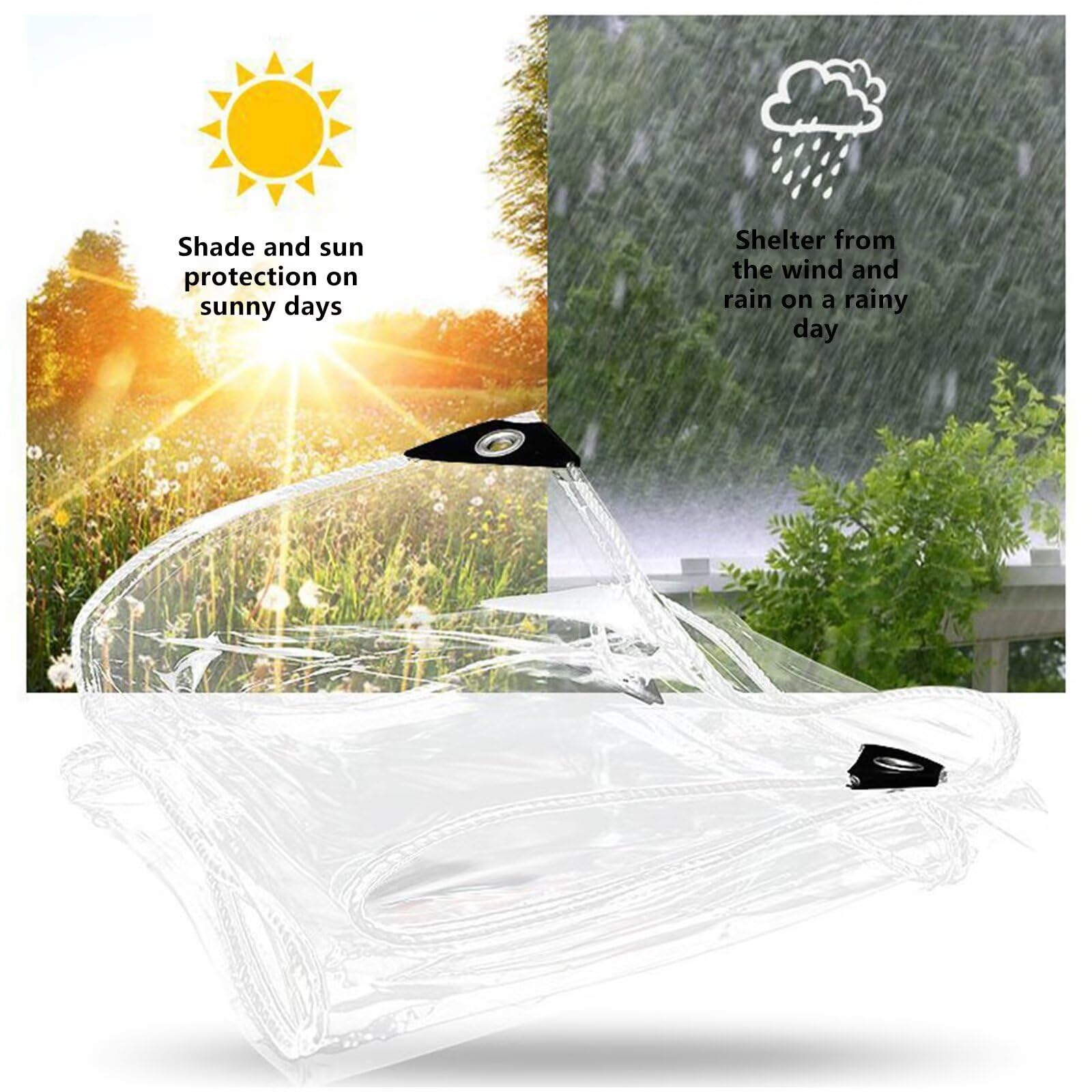 Heavy Du Bâche imperméable en PVC 500 g/m² 0,35 mm C pour auvent de terrasse, clôture anti-âge Ilat 2,8 m x 6,4 m