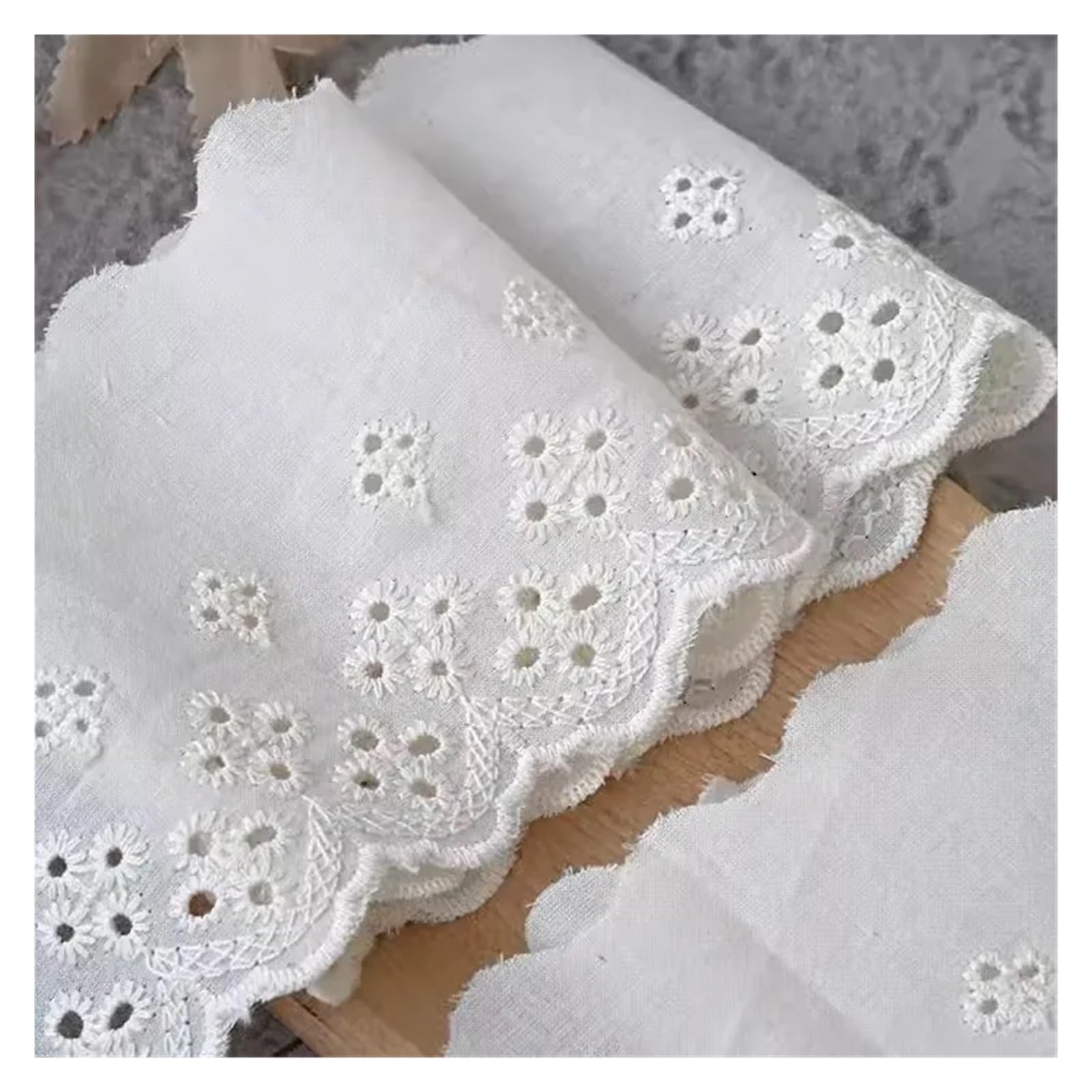 Cinta de Encaje 3 yardas/lote de tela algodón Beige albaricoque bordado hueco adorno encaje hecho a mano DIY ropa vestido cortinas orillo cinta decorativa para Decoración de Bodas(D Beige 8cm,5Yard)