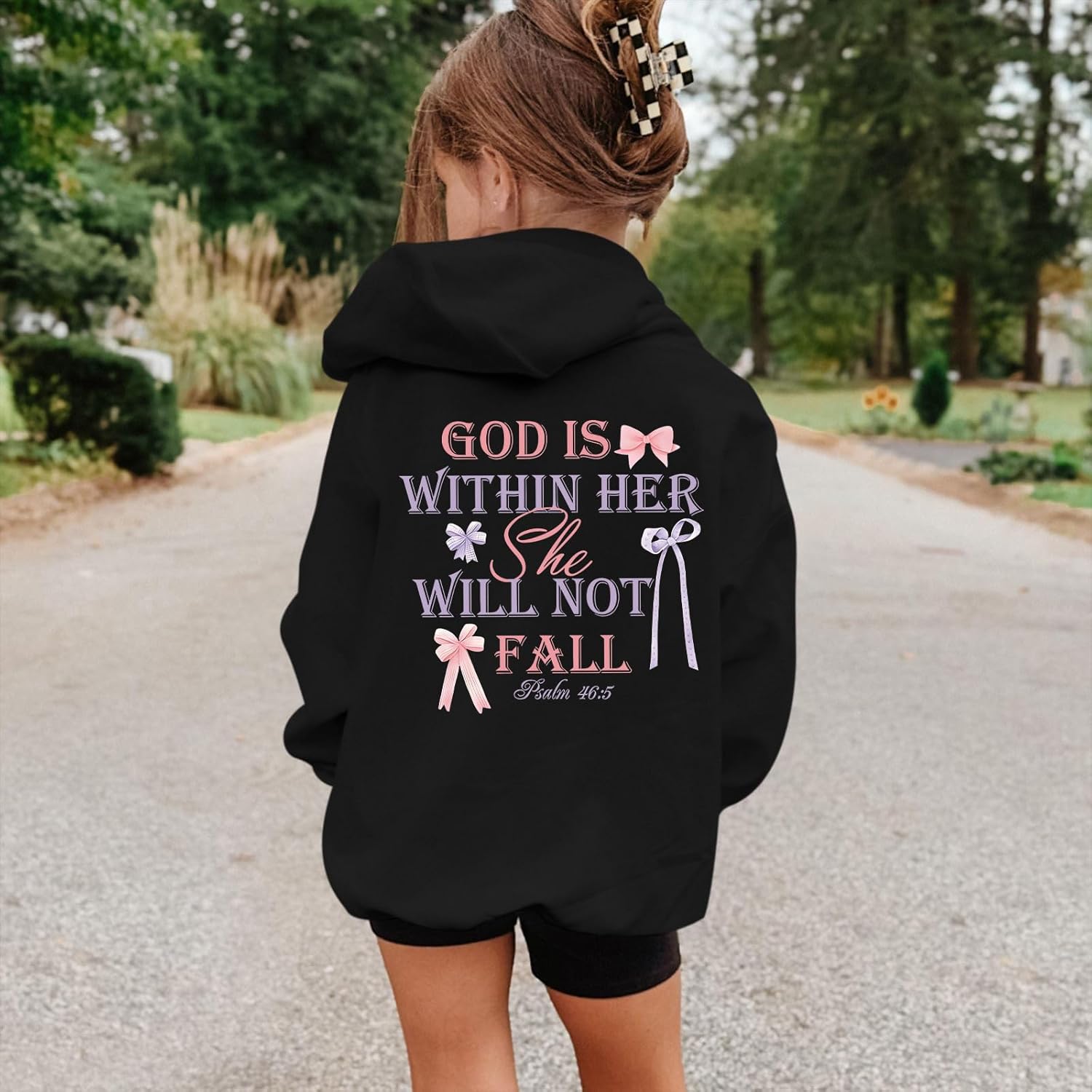 Girl's Christian Graphic Hoodie God is Within Her Hoodies for Kids Jesus Faith Religious Sweatshirts Pullover Tops - Image 4