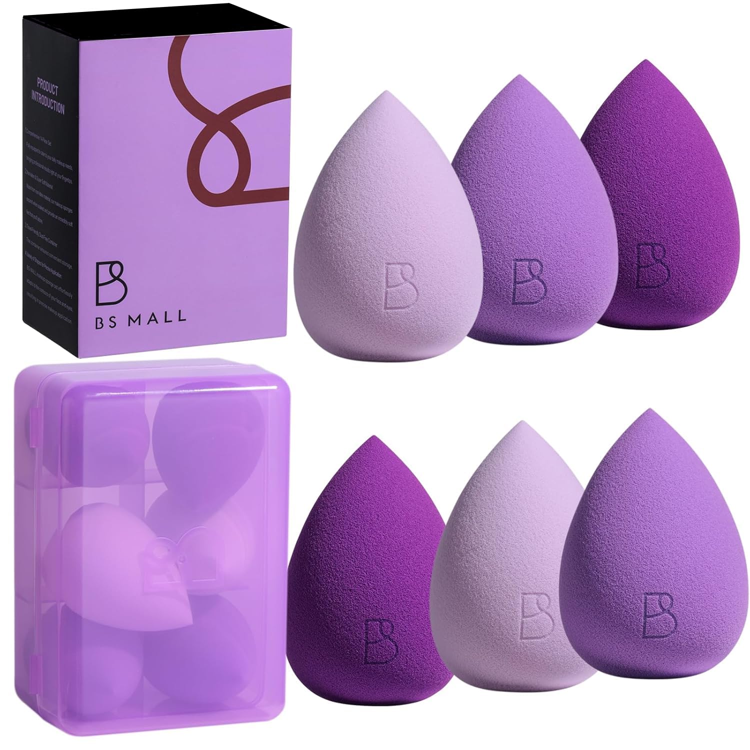 BS-MALL Makeup Sponge Set Pro V3.0 Cloud Technology Material Sponge 6 Pcs – Premium Beauty Blenders for Flawless Makeup Application For Travel Daily for Sensitive Skin With Purple Storage Case BS-MALL Makeup Sponge Set Pro V3.0 Cloud Technology Material Sponge 6 Pcs – Premium Beauty Blenders for Flawless Makeup Application For Travel Daily for Sensitive Skin With Purple Storage Case