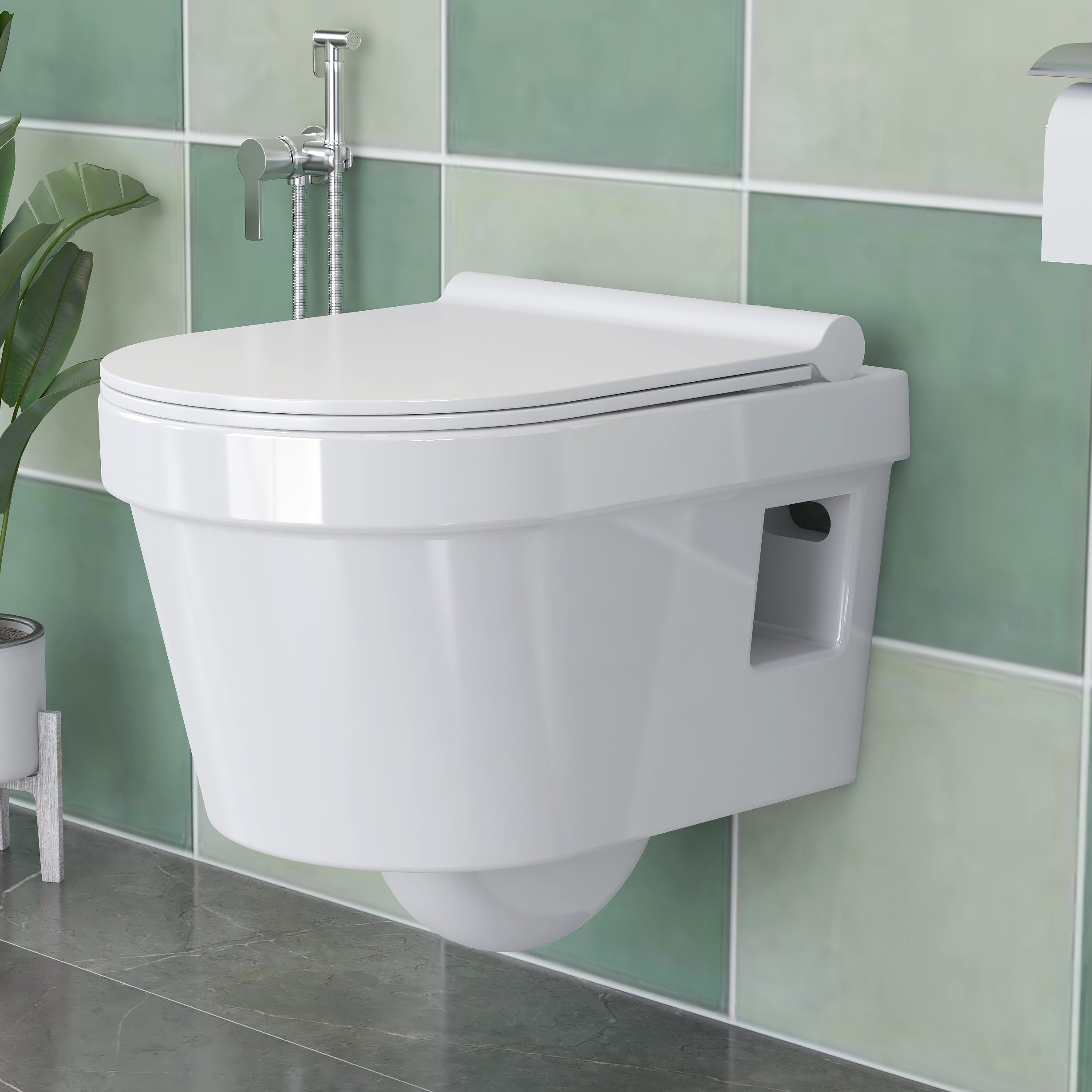 Plantex Rimless Commode for Toilet/Ceramic Rimless Western Commode/Wall Hung Commode with Soft Closing Toilet Seat - P Trap (White) (B0CYCJ1FS4) Amazon Price History, Amazon Price Tracker