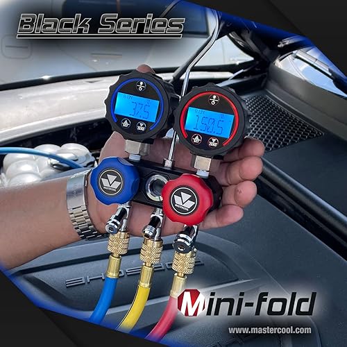 Miniatura 3 de 84472 R134a Juego de medidores digitales de aluminio de 2 vías con mangueras R134a de 3 a 72 pulgadas y un juego de acopladores manuales R134a