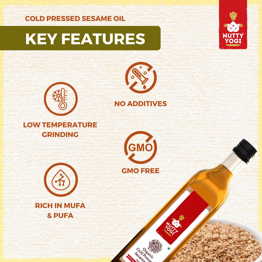 Nutty Yogi Organic Cold Pressed Sesame Oil | Natural Cooking Oil | No Additives 500ml 2