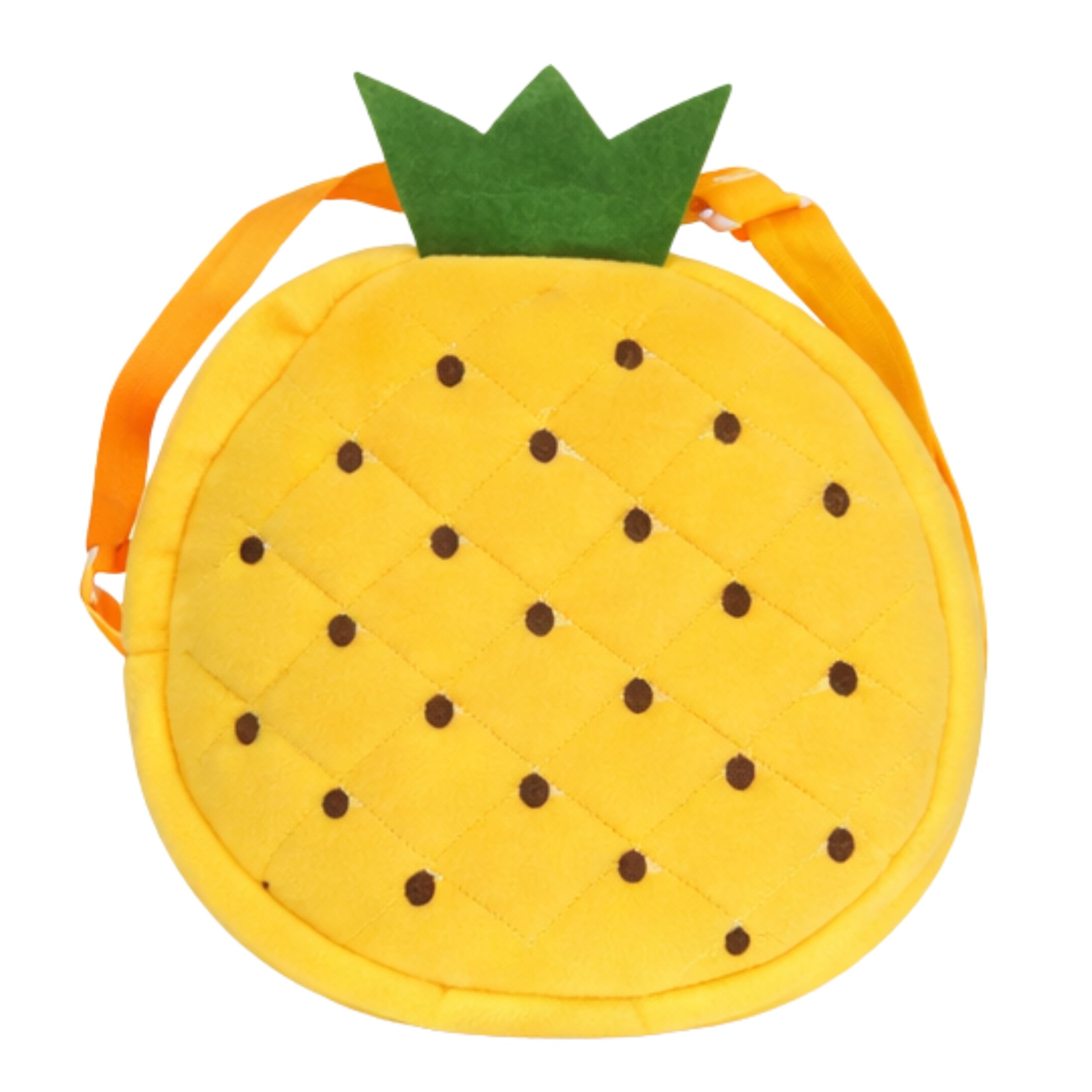 KHUSHAL ENTERPRISES Kids Plush Fruit Shape Sling Bag | Soft Cute Cartoon Crossbody Purse for Girls & Boys | Lightweight Mini Shoulder Bag for Travel & School | (PINEAPPLE)-picture-44