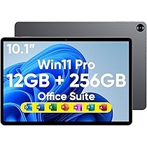 Brhona 10,1″ 2 in 1Tablet 12 GB RAM, 256 GB SSD, Win 11 Pro Processore Inte M3-8100Y (fino a 3,40 GHz) | Touch screen con pennino e tastiera | WiFi 5,BT5,HDMI (Tabletta 10,1″ con pennino)