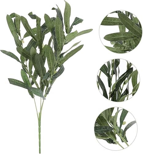 Miniatura 3 de Hojas de ramas de olivo artificiales, tallos de hojas de olivo artificiales para interiores, hogar, boda, arreglos florales, selecciones verdes