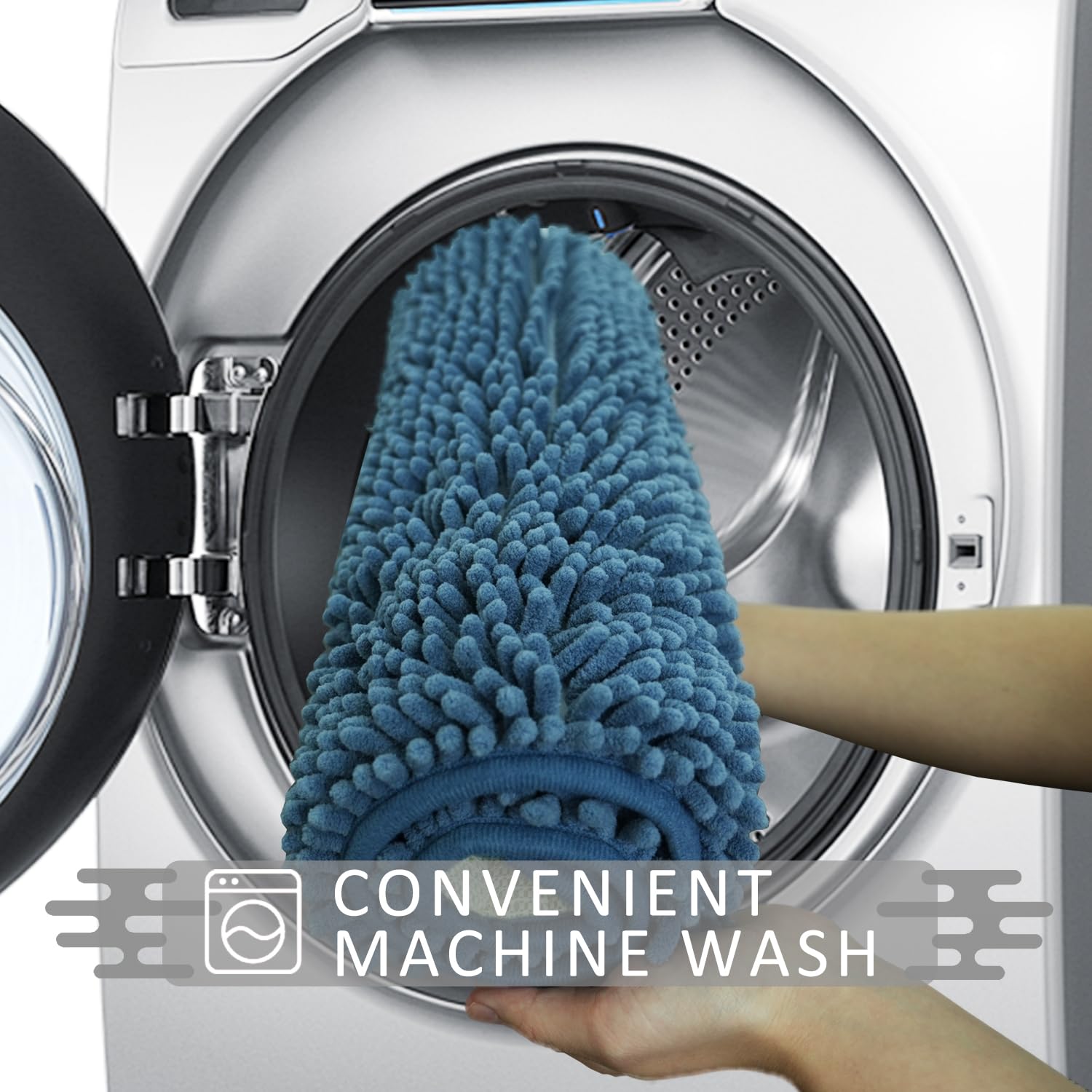 Lot de 3 tapis de salle de bain en chenille, très épais et absorbants, antidérapants, lavables en machine, séchage rapide, doux et confortable, utilisés sous la douche, baignoire et évier,