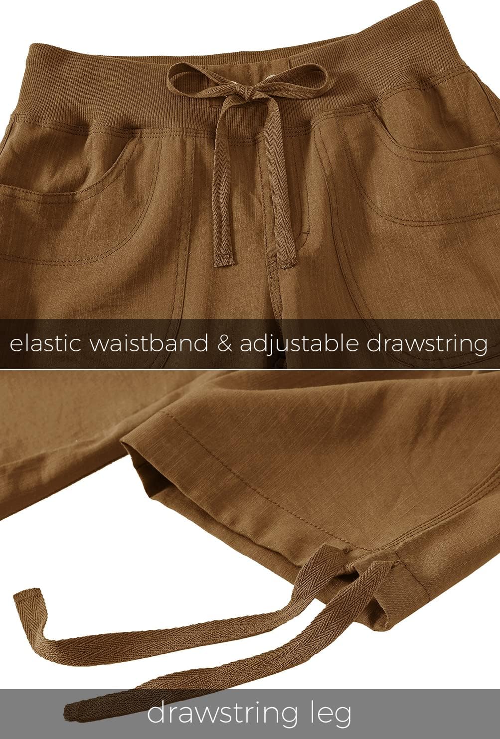 MoFiz Womens Capris with Pockets Loose Fit Casual Capri Pants Dressy Lightweight Ladies Baggy Cargo Pants for Hiking