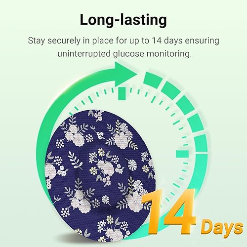 Miniatura 7 de Freestyle Libre - Parches adhesivos con 2 sensores, protector de cinta de sensor estampado, cinta CGM, 16 piezas coloridas, impermeables y