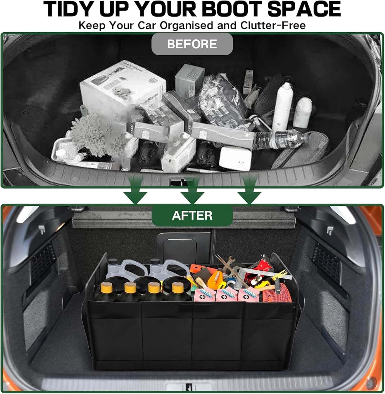 Kofferraum Organizer für Hyundai Tucson Plug-In Hybrid 2025, Kofferraumtasche Faltbar,Kofferraum Box Stabil,Auto Organizer mit Fächern,Autotasche für Kofferraum,Ordnungssystem Auto,Red