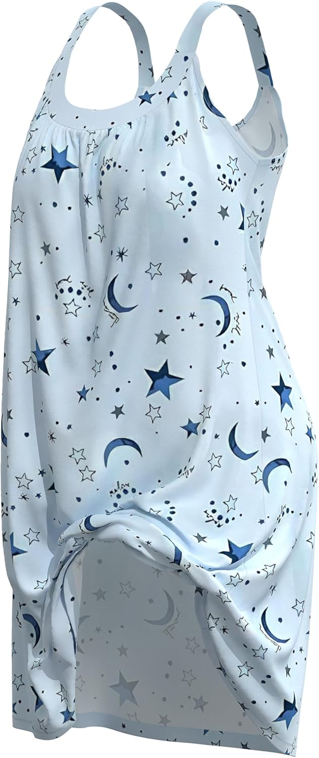 FLYCURVY Nightgowns for Women Plus Size Sleeveless Gown Sleepwear Soft Tank Sleepshirts Scoopneck Wide Strap Sleep Dress - Image 6