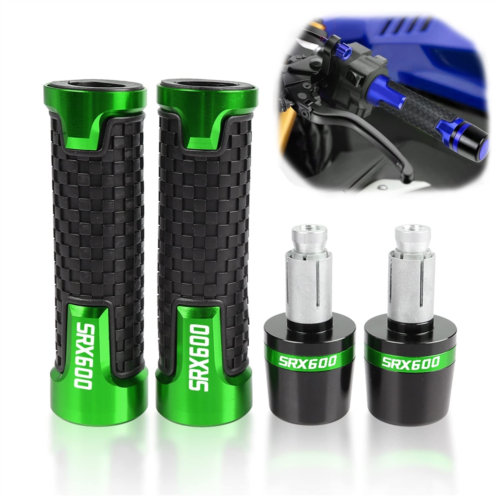 Tappo terminale Parti di Motociclette 7/8 "Manubrio Impugnatura Manopole End Tappi di Copertura in Alluminio di CNC per Yamaha SRX600 SRX 600 1986 1987 1988 1989 (Color : Green)