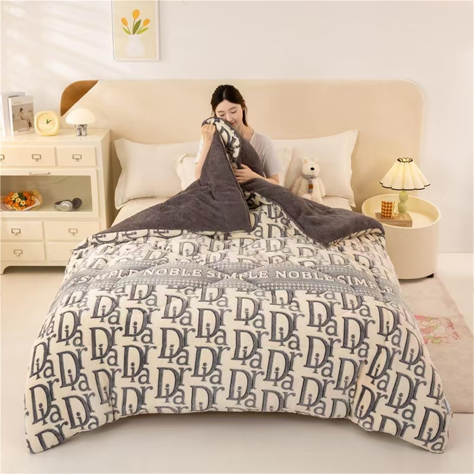 Super Soft Thickened Warm Lamb Quilt Winter Blanket, Breathable Fluffy Plush Double Sided Velvet Blanket for Cold Weather(Color16,150x200cm(3.5KG))