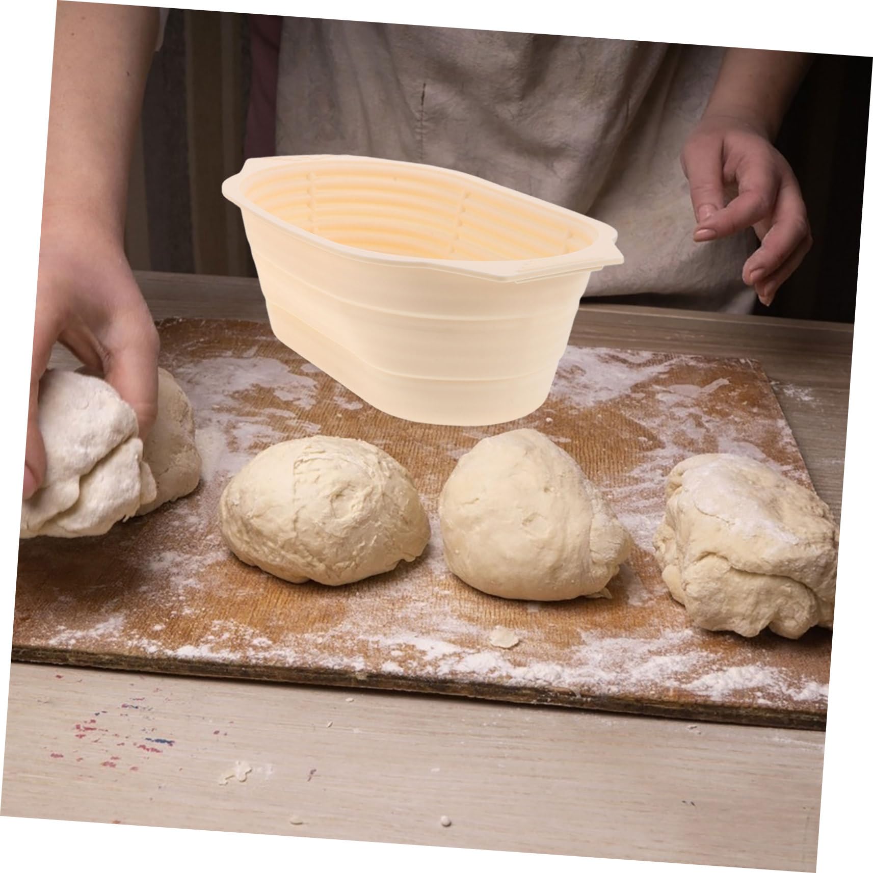 Juego de Cesta de Masa Madre de Silicona y Acero Inoxidable para Fermentación de Pan, Diseño Plegable, Gran Capacidad, Resistente a Altas Temperaturas para Uso en Casa