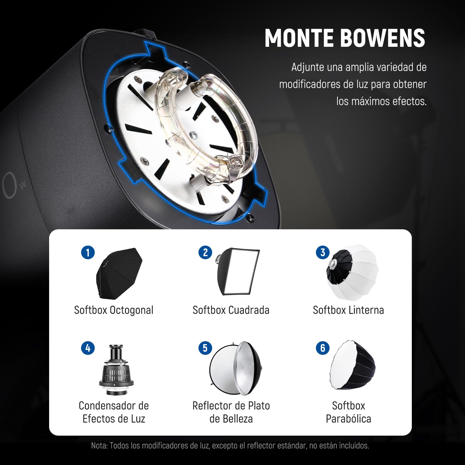 NEEWER 800Ws Estudio Monoluz Flash Luz Kit (2 Pzs), S101-400W 5600K Strobe Luz con 150W Modelar Lampara/Bowens Mount/Softbox/Soporte/Reflector/RT-16 Disparador/Bolsa para Fotografía Retrato Producto