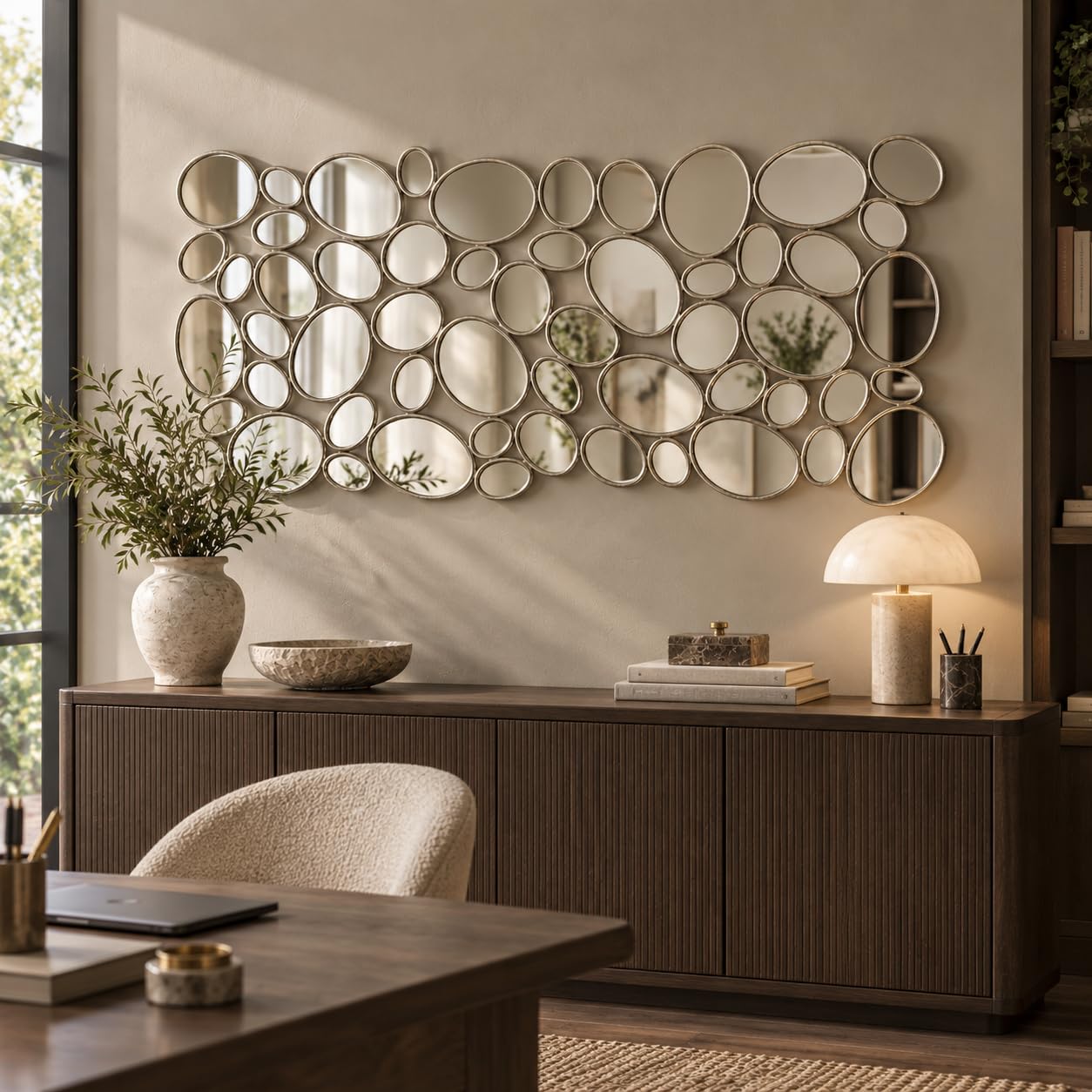Photo 1 of NXHOME Silver Pebble Design Wall Mirror - 51" x 23"