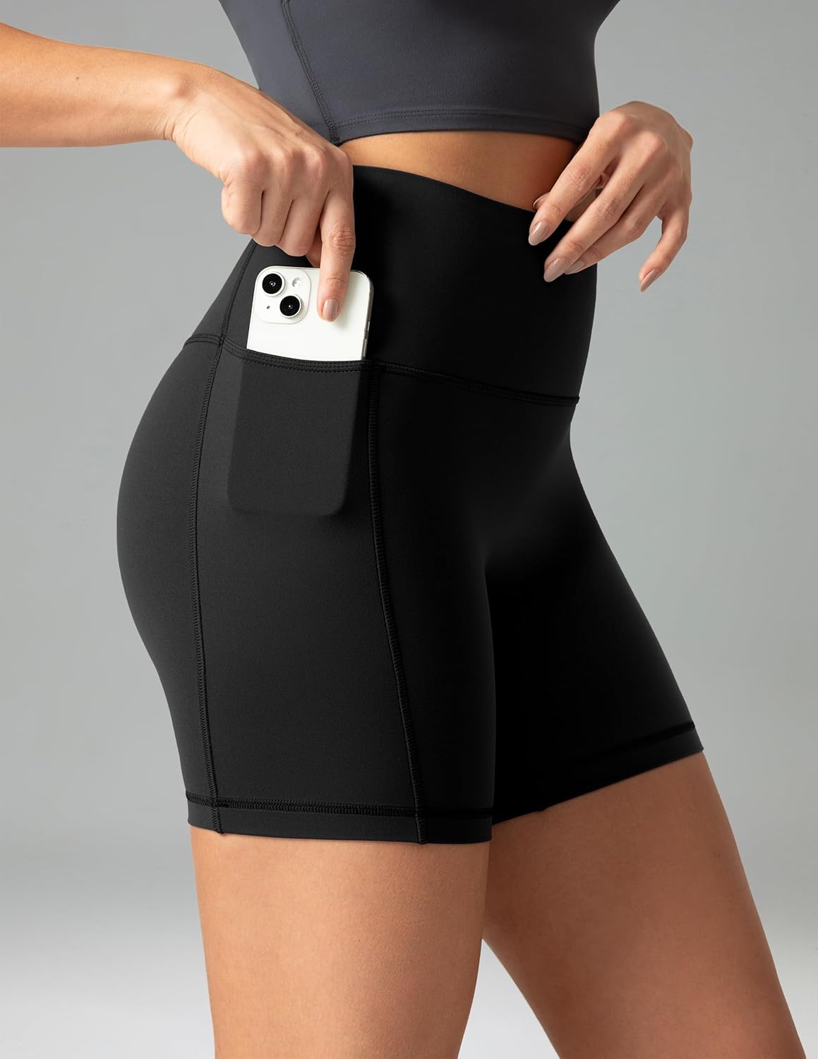 Colorfulkoala Dreamlux No Front Seam High Waist Biker Shorts with Pockets for Women 6" Inseam Tummy Control Yoga Short