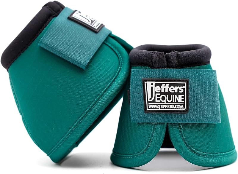 Bota de Sino No Turn para Cavalos Jeffers em Nylon Balístico, Medium, Emerald Green, Par com 2