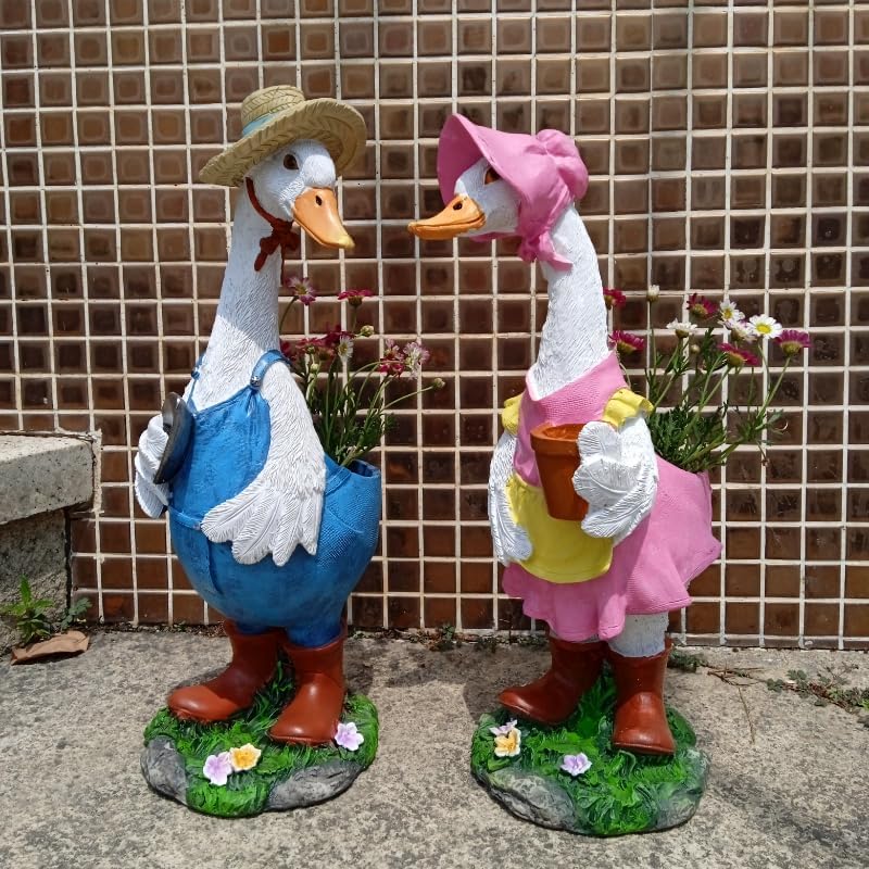 Couple Duck Garden Statue Duck Succulent Plant Flowerpot Goose Flowerpot Indoor and Outdoor Art Decoration Courtyard Terrace Balcony Living Room Office Decoration Festival Gifts - Image 3
