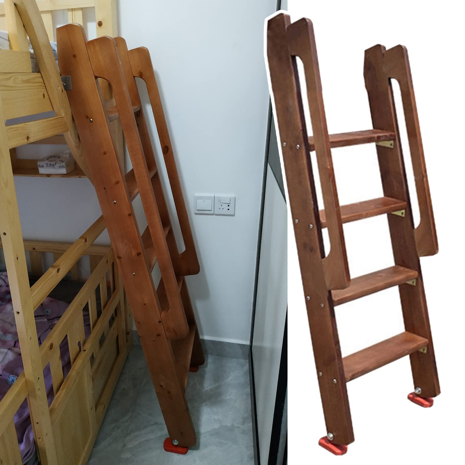 Échelle de lit superposé en bois 4 marches pour mezzanine et caravane