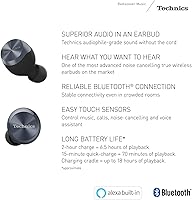 Vista 2 de Technics True Wireless Earbuds, Bluetooth Earbuds, Dual Hybrid Technology, Hi-Fi Sound, Compact Design, Alexa Compatible, (EAH-AZ70W-K), Black