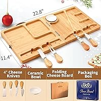 Vista 4 de Regalos de Tabla de Charcutería para Mujeres: Tabla de Queso Plegable de Bambú con Juego de Cuchillos - Regalo Único de Intercambio de Regalos