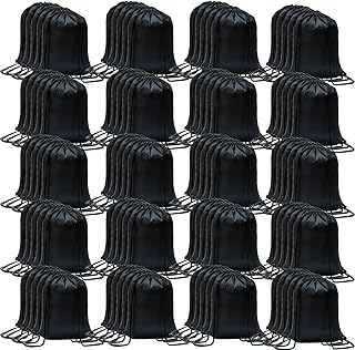 100 Pack Drawstring Backpack Bulk Drawstring Bags Cinch Sack for Gym, Yoga, Shopping, Sports, Hiking or Gifts for Women and Men, Black-100pcs