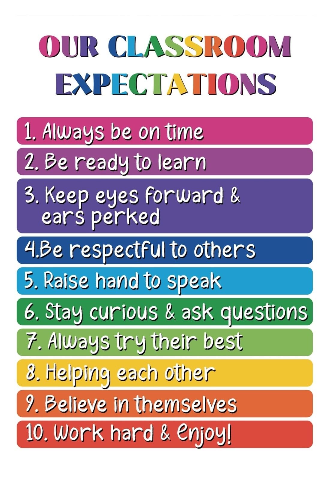 MDBJTCYZN Elementary School Classroom Decor Rules Expectations Poster Canvas Wall-Art Motivational Print for Teachers(Unframed,16x24inch(40x60cm))