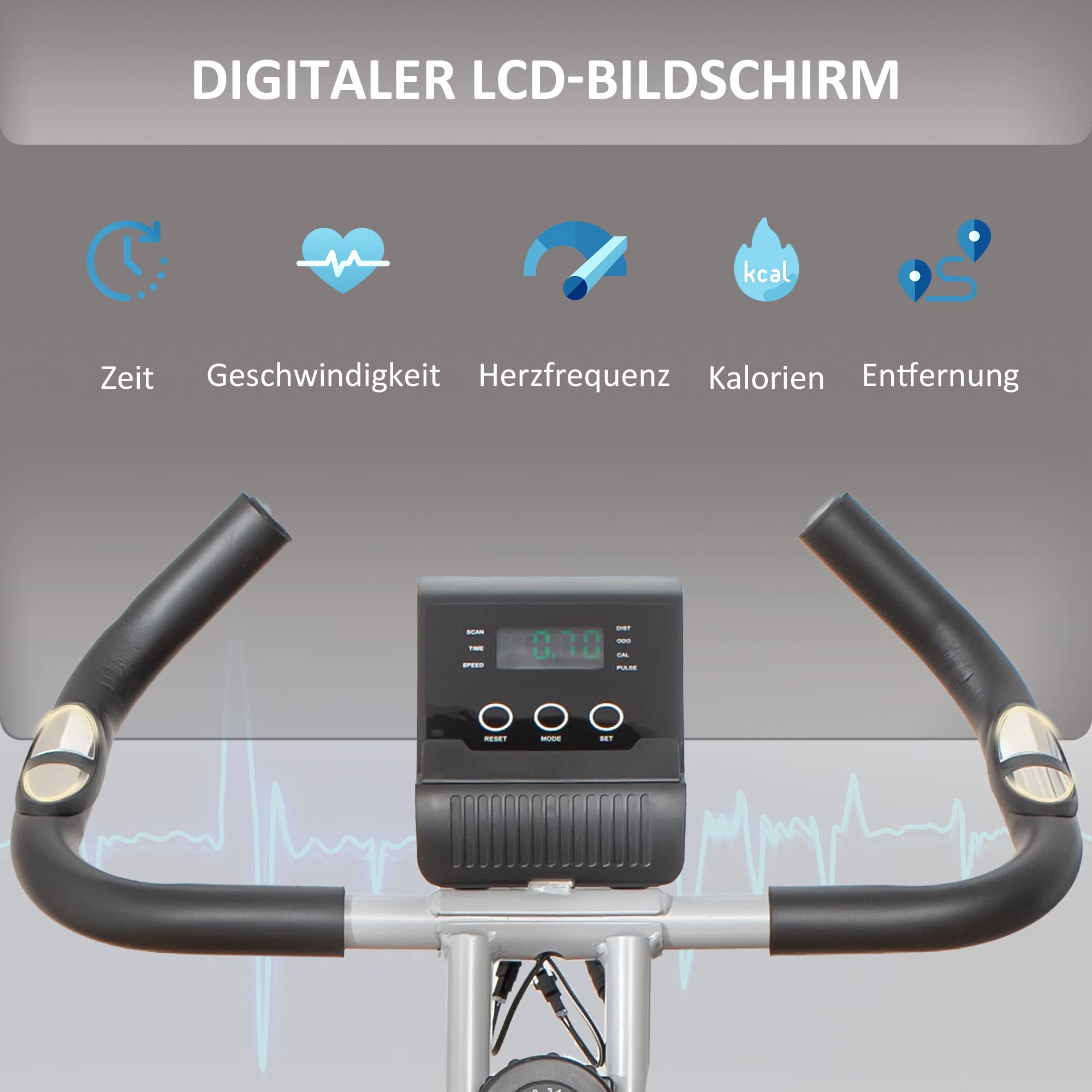 3-in-1 Opvouwbare Hometrainer - X-Bike Met 8 Verstelbare Weerstandsniveaus Vliegwiel 25kg Lcd Scherm Verstelbare Zitting Zwart