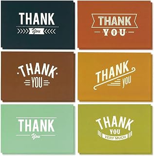 Best Paper Greetings Thank You Cards With Envelopes - 48 Pack, 6 Retro Designs, Blank Inside, 4 x 6 In - Masculine Set & Manly Stationery for Men & Boys
