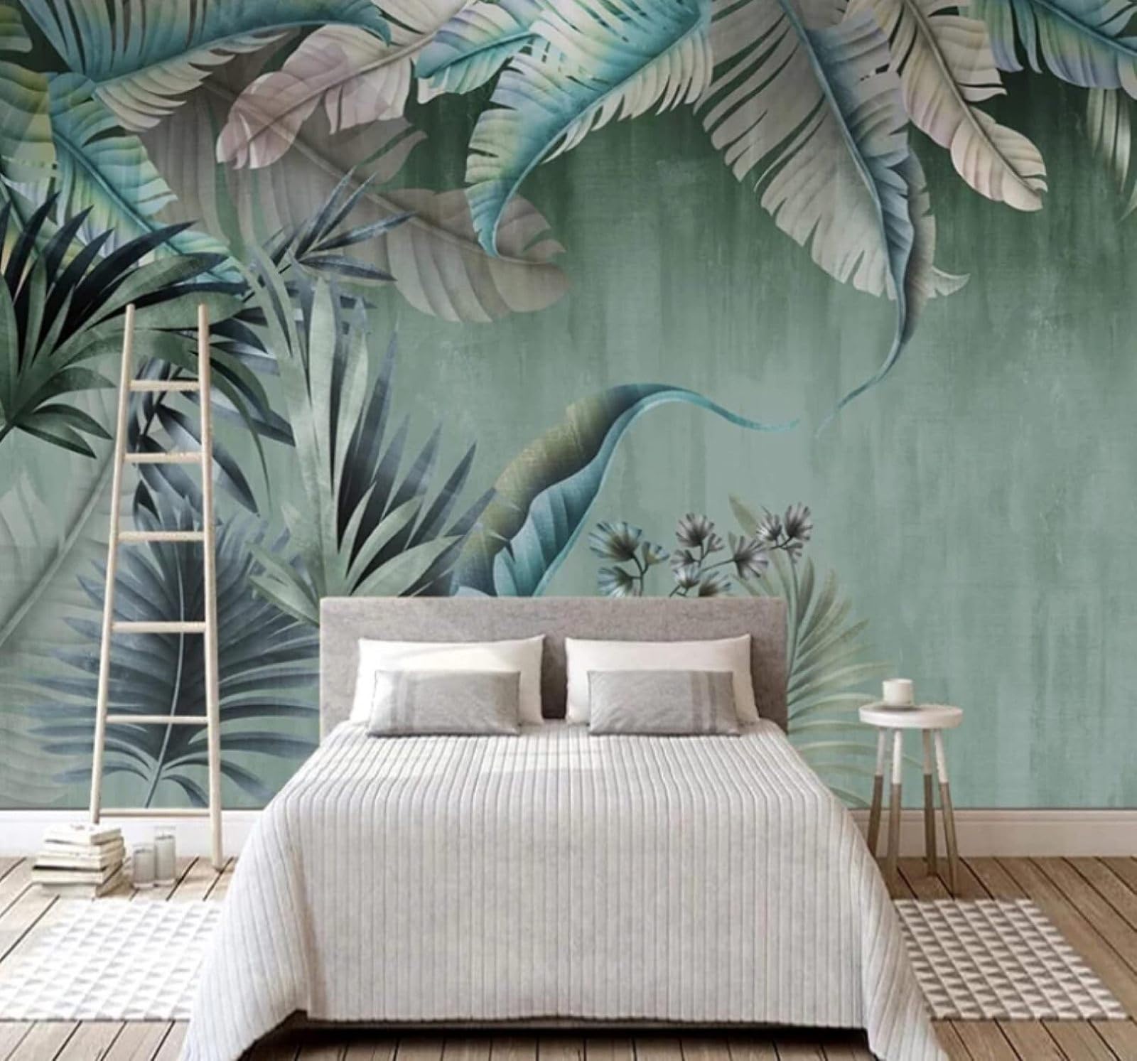 Wallpaper-3D-Xlm 250Cm×170Cm(B×H) Fresh Retro Three Dimensional Plants Green Leaves 3D Wallpaper Easy Install Feature Office Living Room Sofa Bedroom Tv Background Wall Decoration-250Cm×170Cm